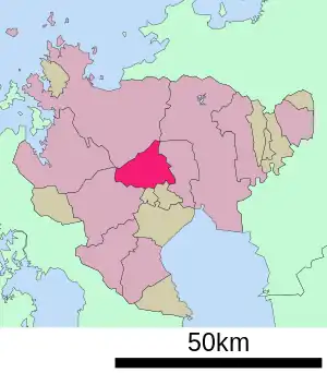 Lage Taku (Stadt)s in der Präfektur