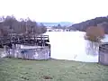 Einstau des Rückhaltebeckens bei Hochwasser (01/2011)