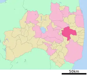 Lage Tamuras in der Präfektur