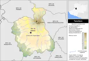 Karte der Gemeinde Tancítaro