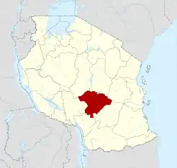 Lage der Region Iringa in Tansania