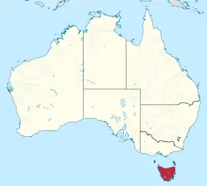 Lage des Bundesstaates Tasmania