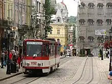 Ein ehemaliger Erfurter Wagen in EVAG-Lackierung in Lemberg