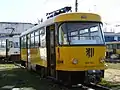 Geführter Tatra TB4D aus Dresden, hier im Depot der Straßenbahn Craiova