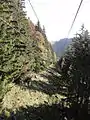 Etwa Mitte der Strecke mit Blick in Richtung Bergstation