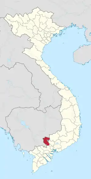 Karte von Vietnam mit der Provinz Tây Ninh hervorgehoben