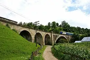 Eisenbahnviadukt über den Fluss Telcișor