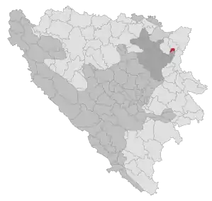 Lage der Gemeinde Teočak in Bosnien und Herzegowina (anklickbare Karte)