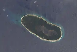 NASA-Astronautenbild der Insel Teraina, Kiribati, im Pazifischen Ozean
