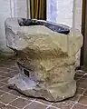 Taufstein aus der Zeit um 1200 aus der Kirche von Heveskes