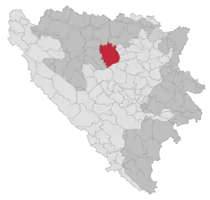 Lage der Gemeinde Teslić in Bosnien und Herzegowina (anklickbare Karte)