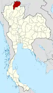 Karte von Thailand mit der Provinz Chiang Rai hervorgehoben