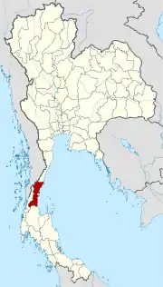 Karte von Thailand mit der Provinz Chumphon hervorgehoben