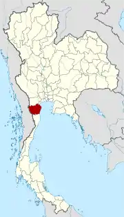 Karte von Thailand mit der Provinz Phetchaburi hervorgehoben