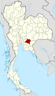 Karte von Thailand mit der Provinz Prachin Buri hervorgehoben