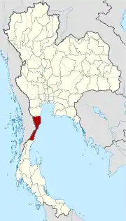 Karte von Thailand mit der Provinz Prachuap Khiri Khan hervorgehoben