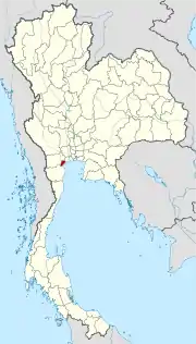 Karte von Thailand mit der Provinz Samut Songkhram hervorgehoben