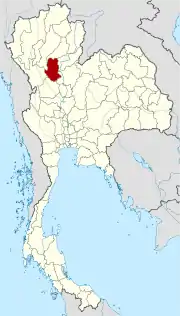 Karte von Thailand mit der Provinz Sukhothai hervorgehoben