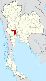 Karte von Thailand mit der Provinz Suphan Buri hervorgehoben