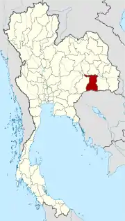 Karte von Thailand mit der Provinz Surin hervorgehoben