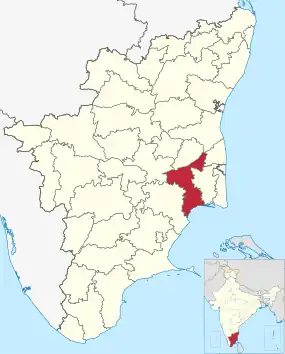 Positionskarte des Distrikts Thanjavur