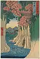 甲斐 さるはし Kai Saruhashi („Saruhashi, [Provinz] Kai“) aus 六十余州名所図会 Rokujū-Yoshū Meisho Zukai (etwa: „Bildersammlung der berühmten Orte in den sechzig Provinzen Japans“) von Utagawa Hiroshige (1853)