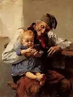 Der Liebling(Großvater mit Enkelsohn, Gemälde des griechischen Malers Georgios Jakobides 1890)