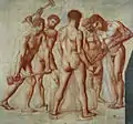 Pierre Puvis de Chavannes, Die Schmiede, Studie für eine Allegorie der Arbeit, rote Kreide auf Papier.