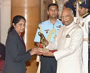 Bobby Aloysius bei der Überreichung des Dhyan Chand Award im Jahr 2018