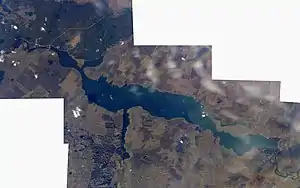 Die Schülbi-Talsperre von STS-112 gesehen