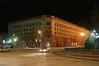 Das Gebäude der ehemaligen höheren Parteischule in Wolgograd (Wolgograder Staatliche Medizinische Universität)
