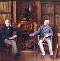 Der Duc d'Aumale und Alfred-Auguste Cuvillier-Fleury im Studierzimmer von Schloss Chantilly, um 1880