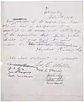 Erklärung Roose­velts zum Aus­schluss Pater Zahms, 1. Februar 1914