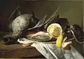 Stillleben mit Ente, Garnele und einer Platte Austern, 1849