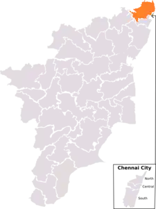 Lage des Wahlkreises Tiruvallur in Tamil Nadu