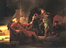 Graf Stephan II. Thököly verabschiedet sich von seinem Sohn Emmerich vor dessen Flucht aus der Arwaburg. (1875)