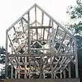 Holzständerbau, Holzskelettbauin einem modernen Einfamilienhaus