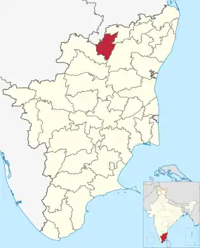 Positionskarte des Distrikts Tirupattur