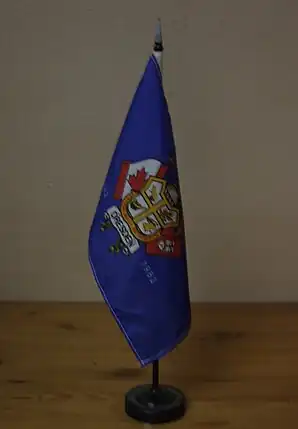 Wimpel zur Hundertjahr-Feier 1982 mit Wappen und Motto: Vestigia nulla retrorsum