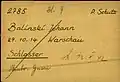 Häftlingsregisterkarte aus dem NS-Konzentrationslager Mauthausen-Gusen mit „Todesrune“ zur Angabe des Todesdatums des Gefangenen (ᛣ 13.X.42).