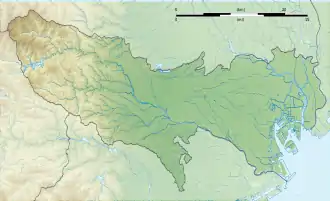 Topographische Karte des zusammenhängenden Teils der Präfektur Tokio auf der Hauptinsel Honshū