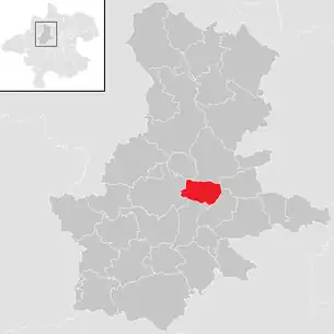 Lage der Gemeinde Tollet im Bezirk Grieskirchen (anklickbare Karte)