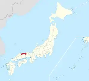 Lage der Präfektur Tottori in Japan