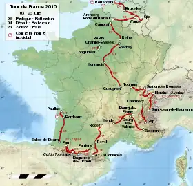 Karte Tour de France 2010