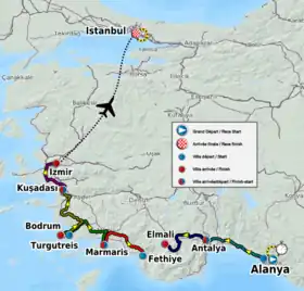 Karte Türkei-RundfahrtPresidential Cycling Tour of Turkey 2012
