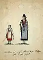 Zwei Mädchen aus Oberelsbach beim Kirchgang um 1817