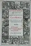 Linkes Bild: Seite aus der ältesten bekannten Handschrift des Kanons der Medizin, um 1030Rechtes Bild: Ausgabe des Kanon, gedruckt 1595 in Venedig