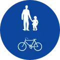 Gemeinsamer Weg von Fußgängern und Fahrrädern