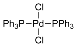 Strukturformel von Bis(triphenylphosphin)palladium(II)-chlorid