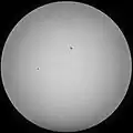 Sonne im Weißlicht, 15:52 Uhr MESZ, gesehen von Süddeutschland